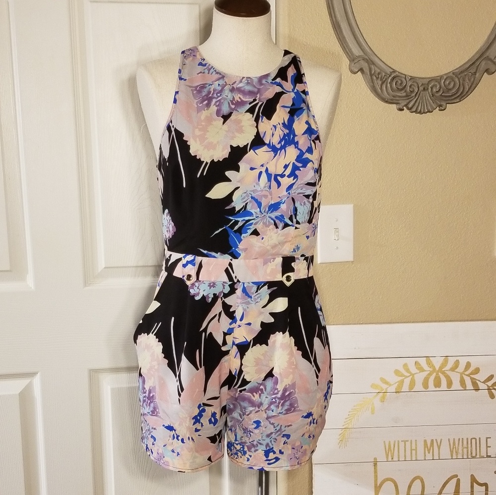 Yumi Kim Chelea Romper in Black Hawaii Print